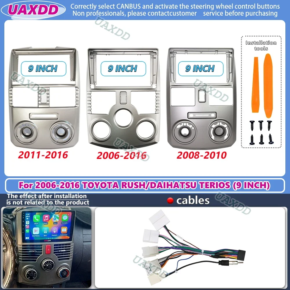 

Для 2006-2016 TOYOTA RUSH DAIHATSU TERIOS 9INCH 2 Din автомобильная рамка Android комплект панели центральная панель жгута проводов декодер canbus box