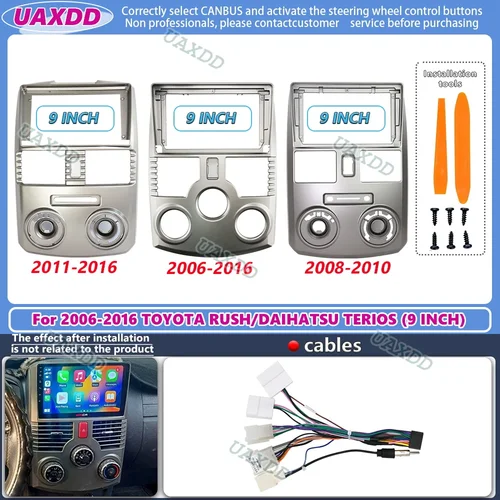 Imagen 2 del producto Marco de navegación Android para coche para Toyota Rush Daihatsu Terios 2006-2016 9 pulgadas 2 Din adaptador de radio estéreo Interior cable de fascia CD