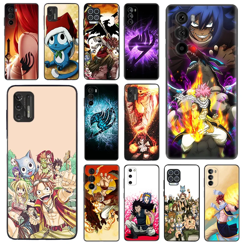 Black Matte Phone Case for Motorola Moto G50 G73 G53 G72 G52 G30 G31 G60 G71 G22 G9 G60S Fairy Tail Anime Soft Cover