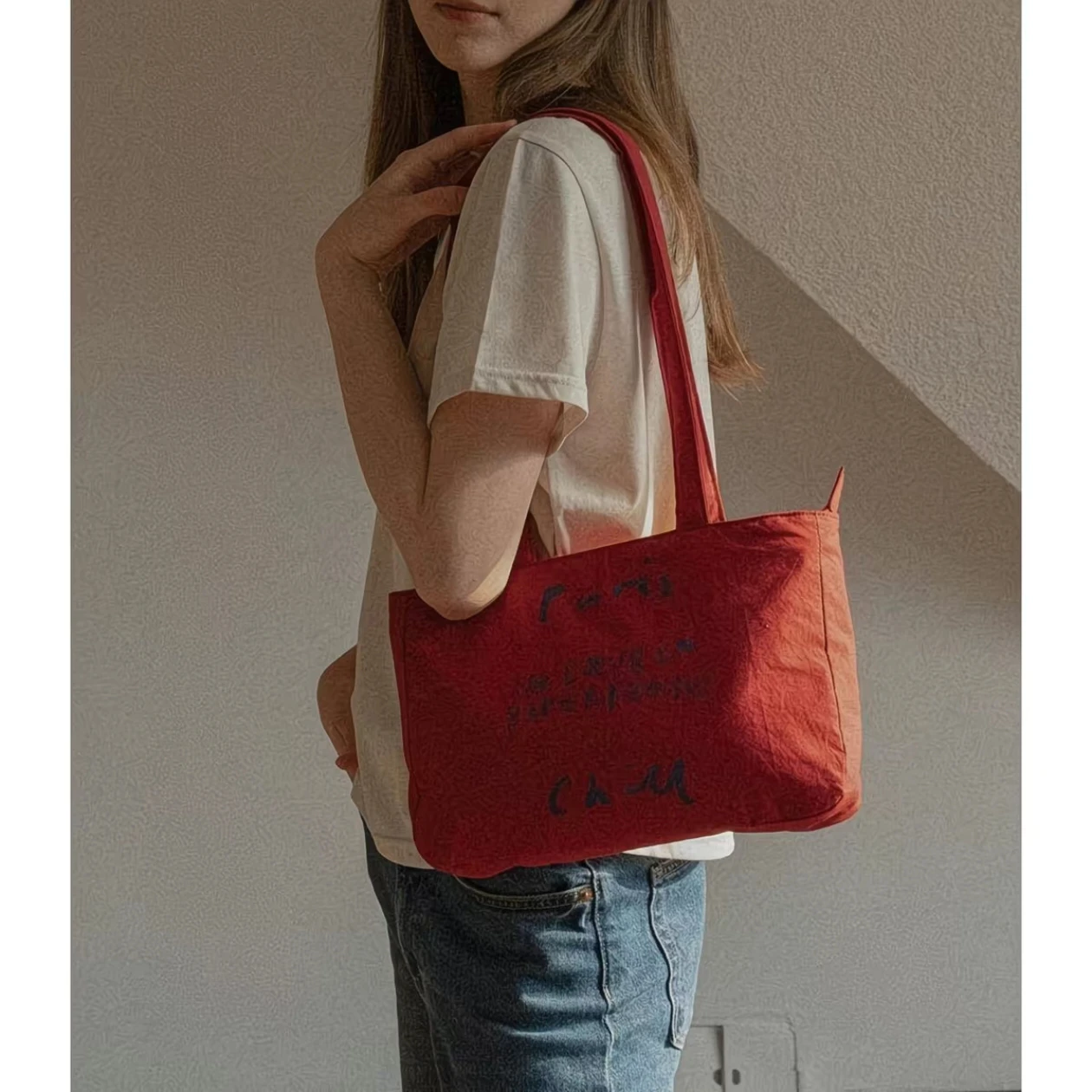 

Korean High-Quality French Retro Tote Shopping Bag Paper Puff Canvas Bag Shoulder Bag