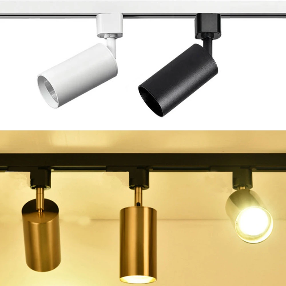 Track Lamp GU10 Holder Adjustable Ceiling Lampshade 2-Wire Rail System Spotlight For Clothing Shop Living Room Home(No Bulb)