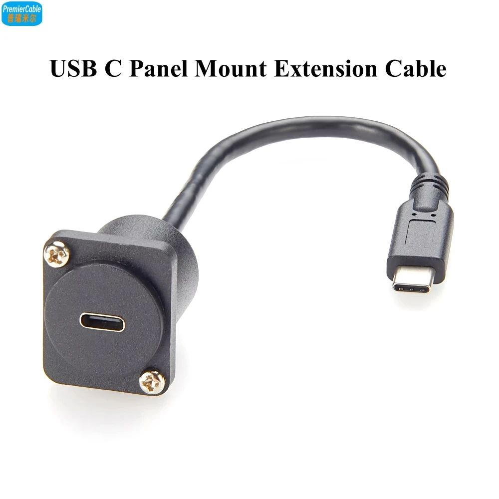 Przedłużacz USB 3.1 Typu D (C) Męski na Żeński z Mocowaniem do Panelu Obudowy, Adapter USB Typu C do Montażu na Ściance, Transfer Danych 10 Gbps