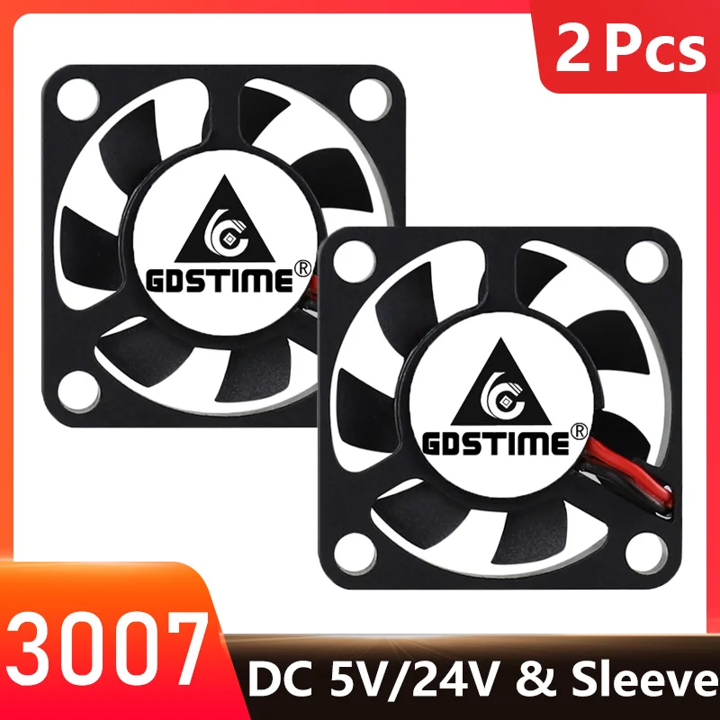 2PCS Gdstime 3007 30mm x 30mm x 7mm 3cm Axial Fan Cooler DC 5V 12V 2Pin Dupont Mini Brushless Case Cooler Cooling Fan