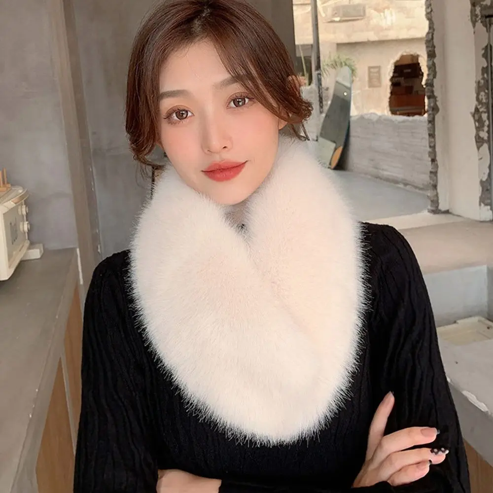

Женский зимний воротник для волос, нагрудник из искусственной шерсти, шарф из искусственного меха, однотонная шаль, женский меховой шарф