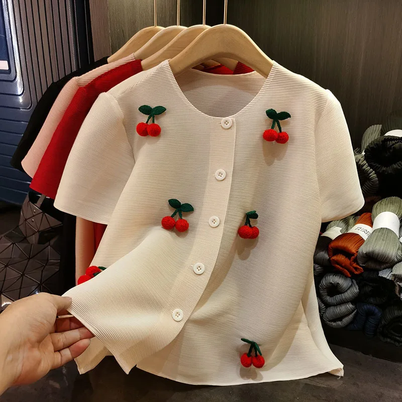 

Miyake Pleated Shirt 2025 Spring Summer New Fold Miyake Plisse Solid Pleat Top Loose Thin Single-breasted Pleats Jacket Female