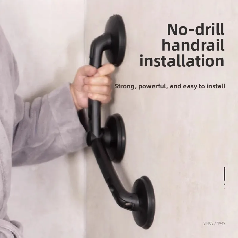 Bathroom Safety Armrest No Punching Suction Cup Handrail Elderly Bathroom Anti Fall and Anti Slip Handle Black Safety Grab Bars