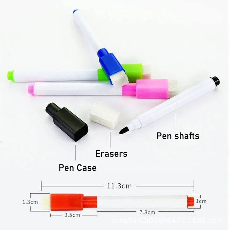 Color whiteboard marker with eraser blue red black pink purple green yellow brush school office supplies