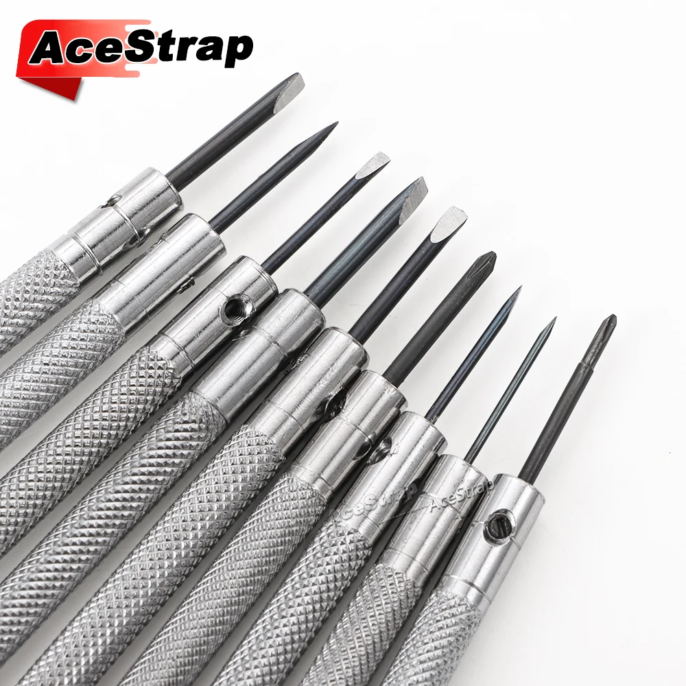 9pcs/Set Stainless Steel Watch Repair Screwdrivers 0.8-2.0mm Portable Watchmaker Tools Jewelry Glasses Screw Remover Screwdriver