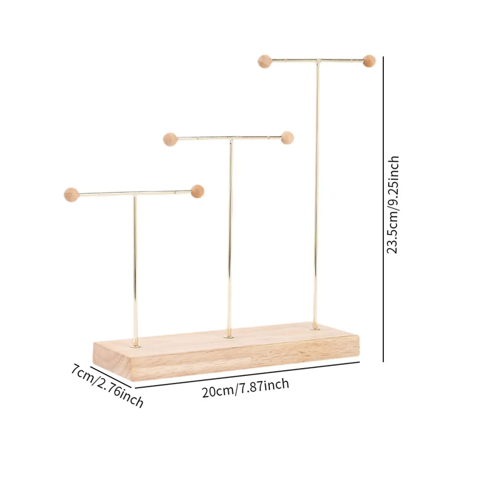 ミニマリストの金属製イヤリングディスプレイ,ジュエリーディスプレイ,多機能ハンガー,小売店,木製ベース,Tバー