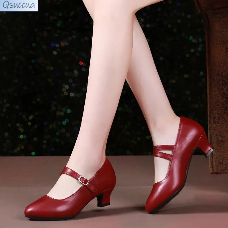 Latin Dansschoenen Dames Dans Moderne Schoenen Met Zachte Zolen Mid-High-Heeled Ballroom Dance Voor Dames