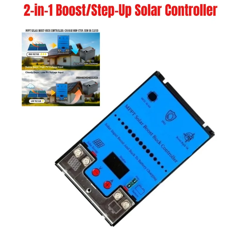 300W 500W MPPT Solar Charge Controller Step Up Boost 10A LCD Display for 12V-72V Lead Acid LiFePO4 Lithium Battery Pack