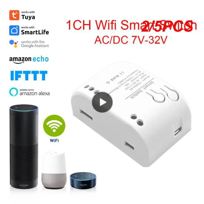 

Модуль переключателя Wi-Fi Tuya Smart, реле дистанционного управления для Alexa Home, 2/5 шт., 4 канала, 5 В, 12 В, 32 В постоянного тока, RF433