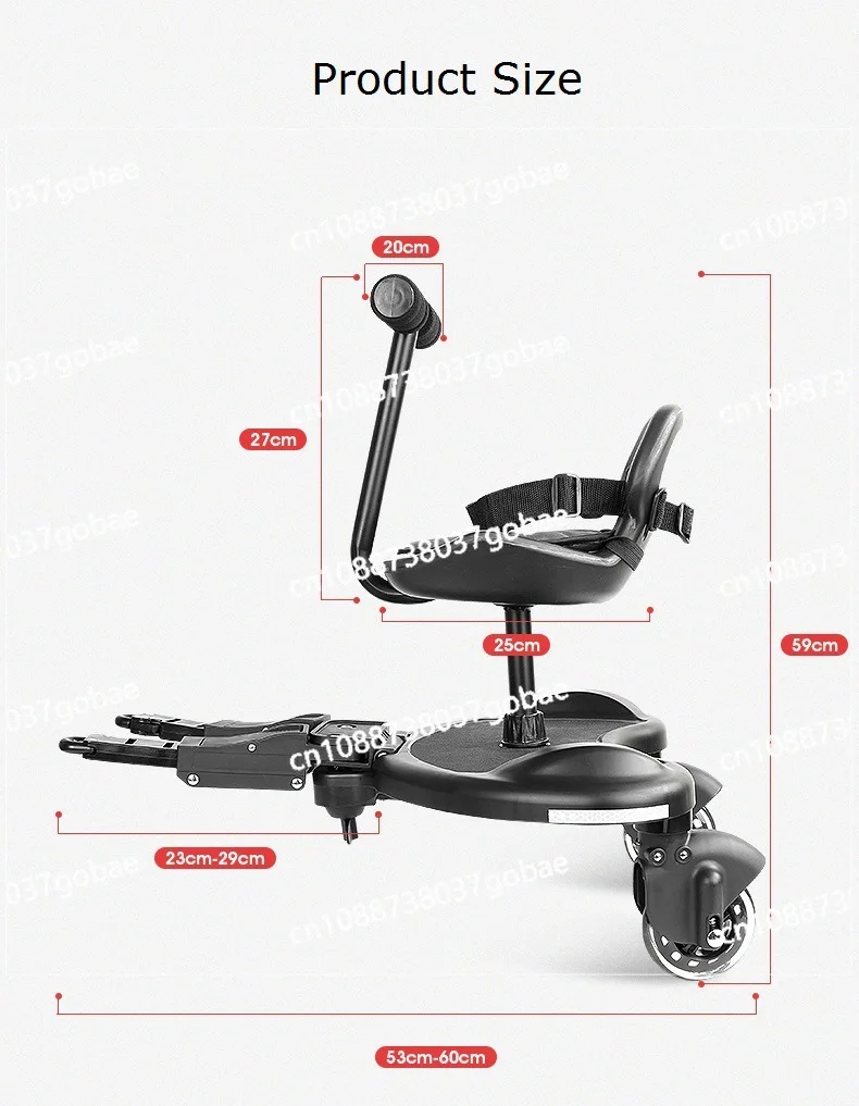 

Scooter trolley travel standing board rear trailer pedal + seat
