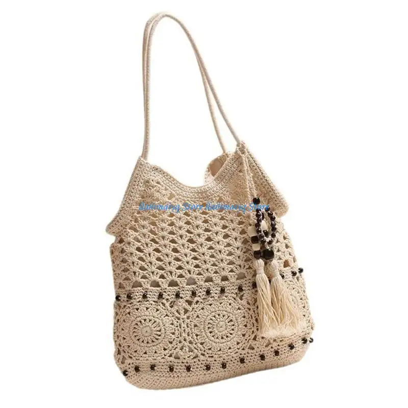 573B Lightweight Crochet Shoulder Purse Handbag for Casual Beachwear and Dresses
