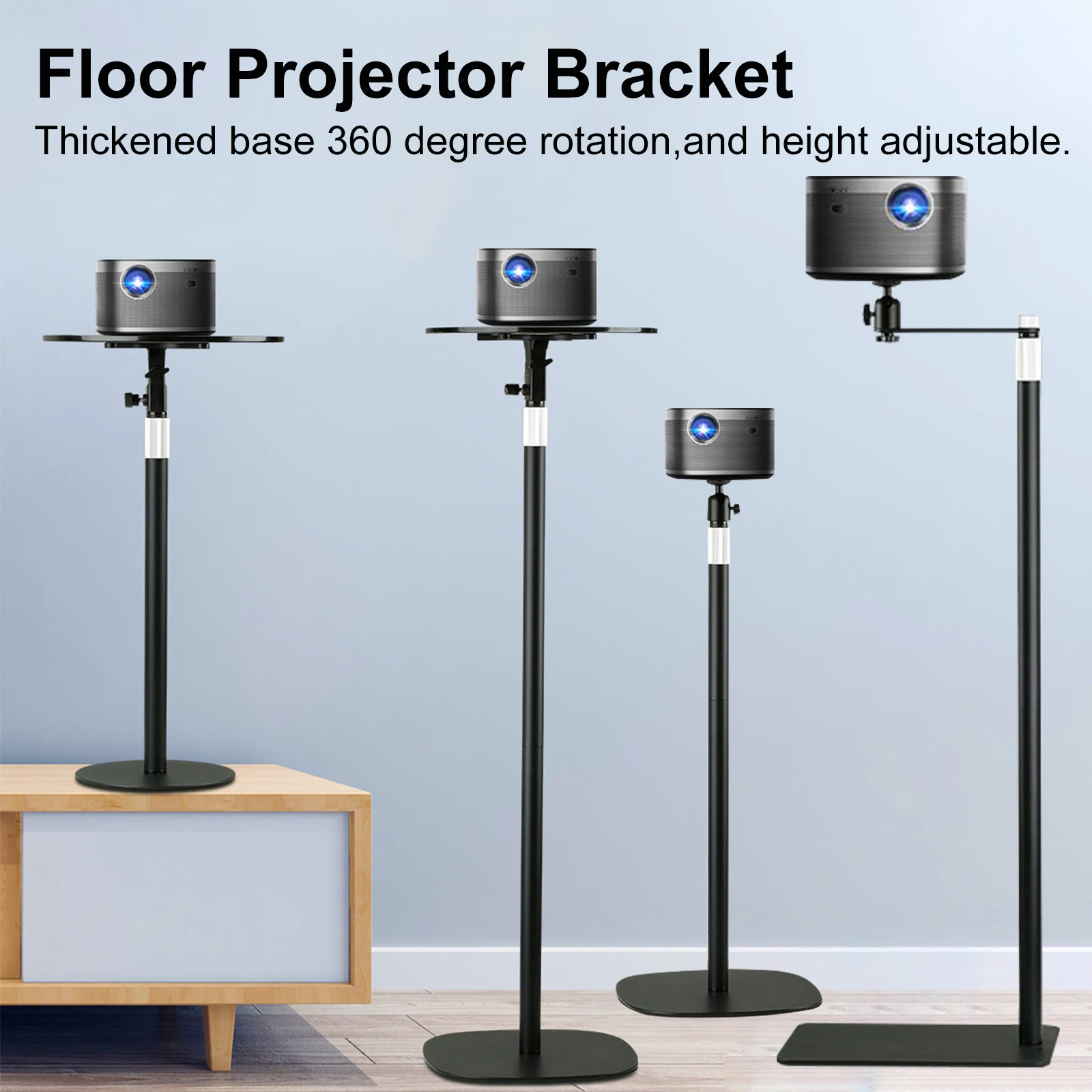 125CM Floor Projector Bracket Metal Holder Multi-angle Adjustable 360 Degree PTZ Rotating Projector Support Stand for Film Video