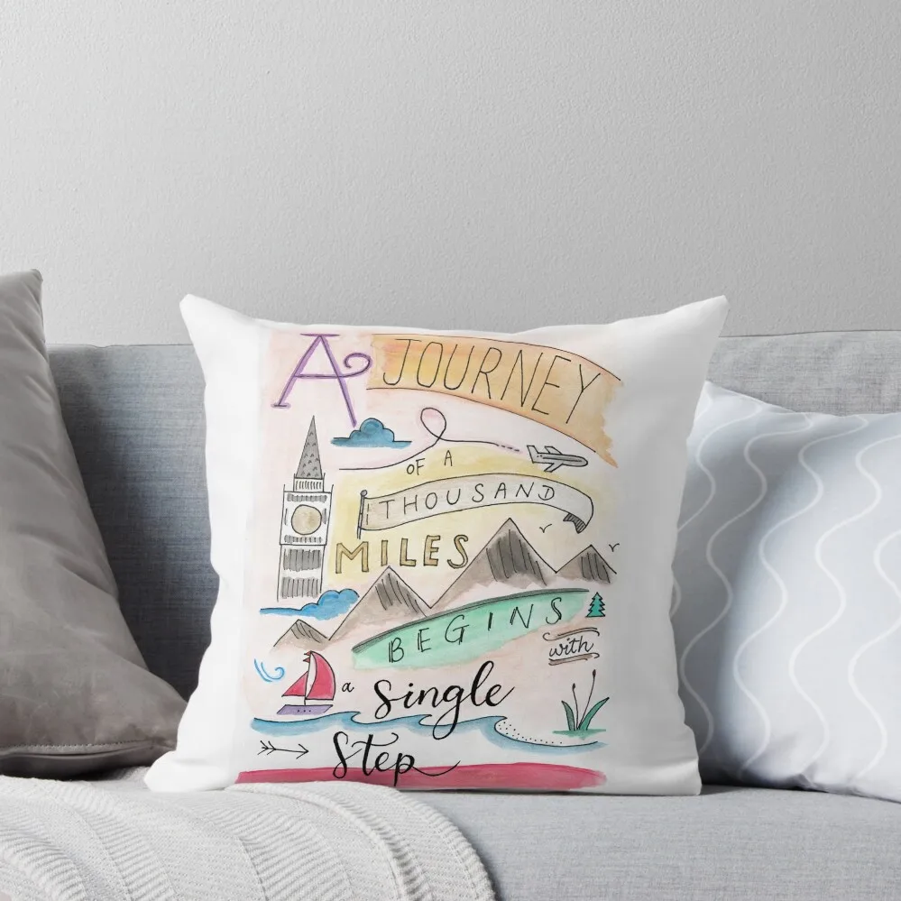 A Journey of a Thousand Miles Begins with a Single Step Throw Pillow Cusions Cover Pillow Case Sofa Cushions Cover Pillow