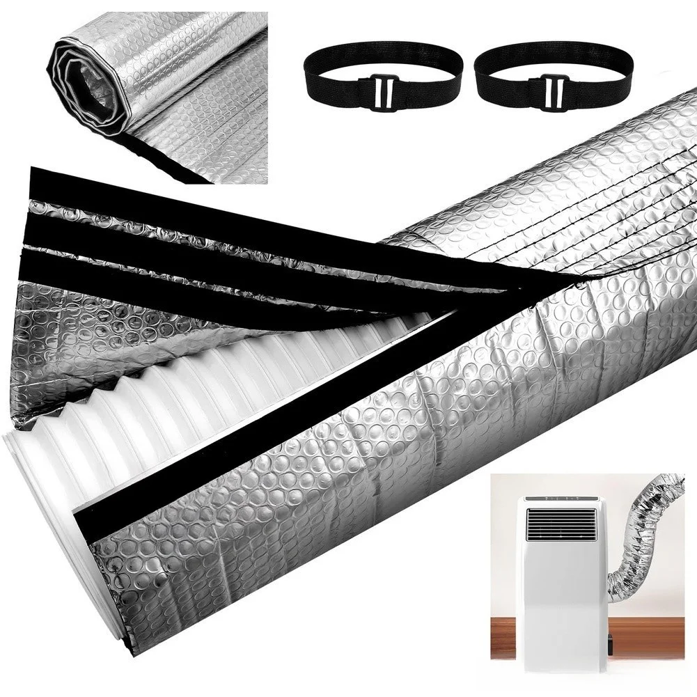 Portable AC Hose Cover Insulated Aluminum Foil Sleeve For 5-5.9 Inch Ducts Energy Saving Cooling Protection Cover