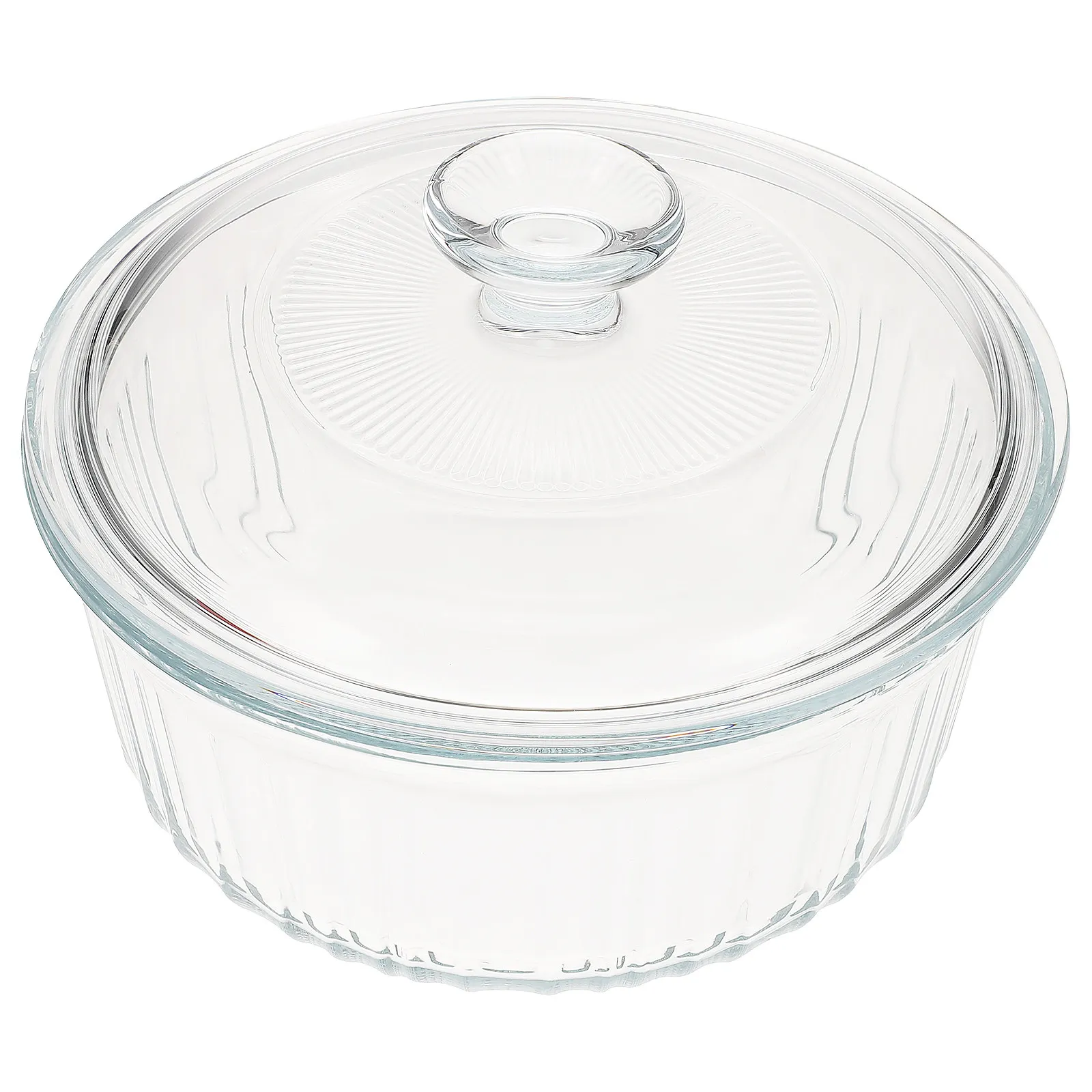 Round Glass Casserole Dish Clear Set Oven Safe Glass Bakeware Sealed Lid Cooking Pot High Transparency Even Heating view 5