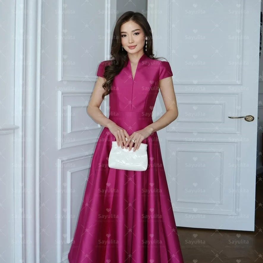 Sayulita فساتين حفلة موسيقية بطول الكاحل، رقبة على شكل V صغيرة، فساتين رسمية وسهرة، أكمام أحذية، فستان حفلات الزفاف حسب الطلب #5