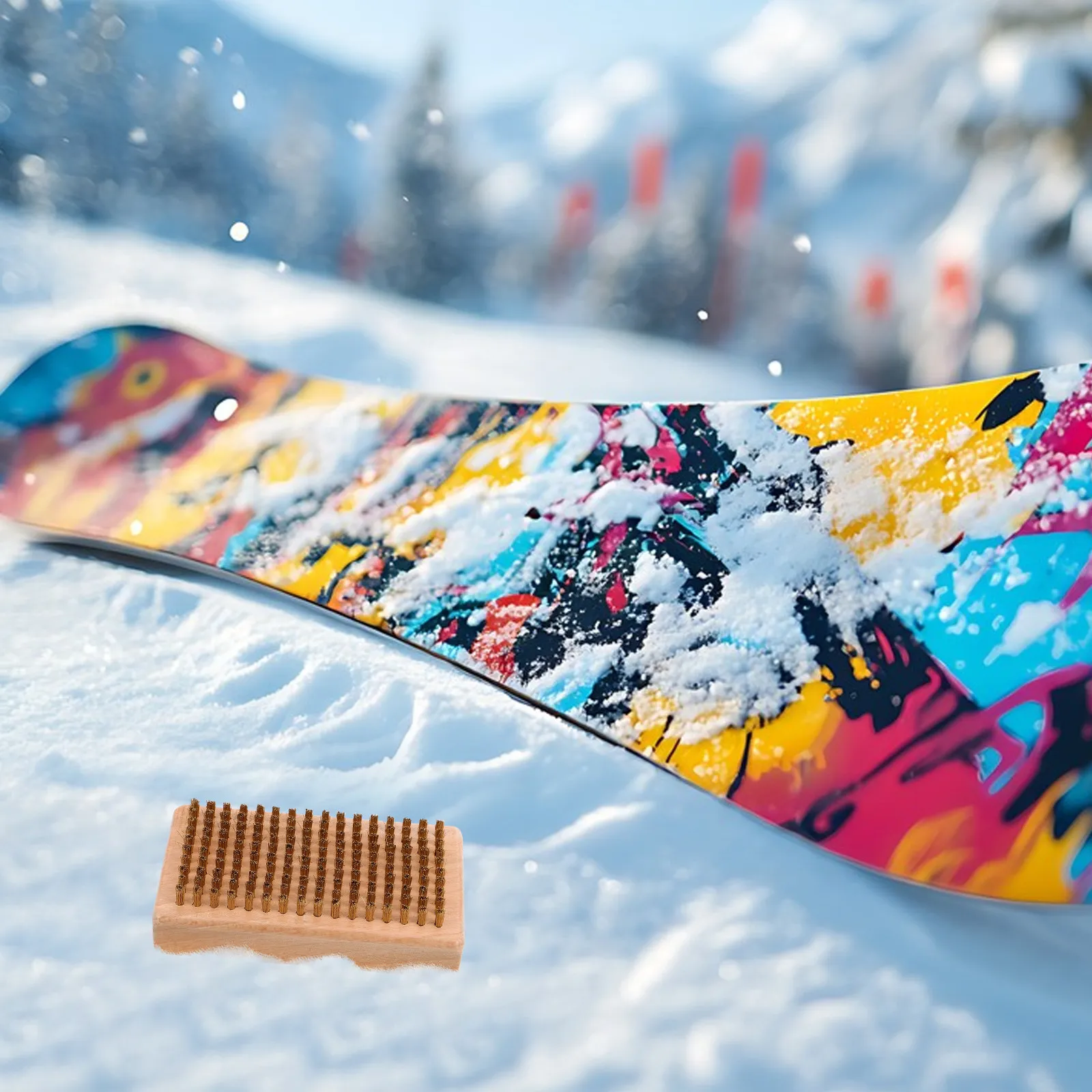 

Professional Copper Ski Board Waxing Brush Manual Wax Polish Cleaner for Skis Snowboards Copper Bristles Wood Handle Fast Dirt