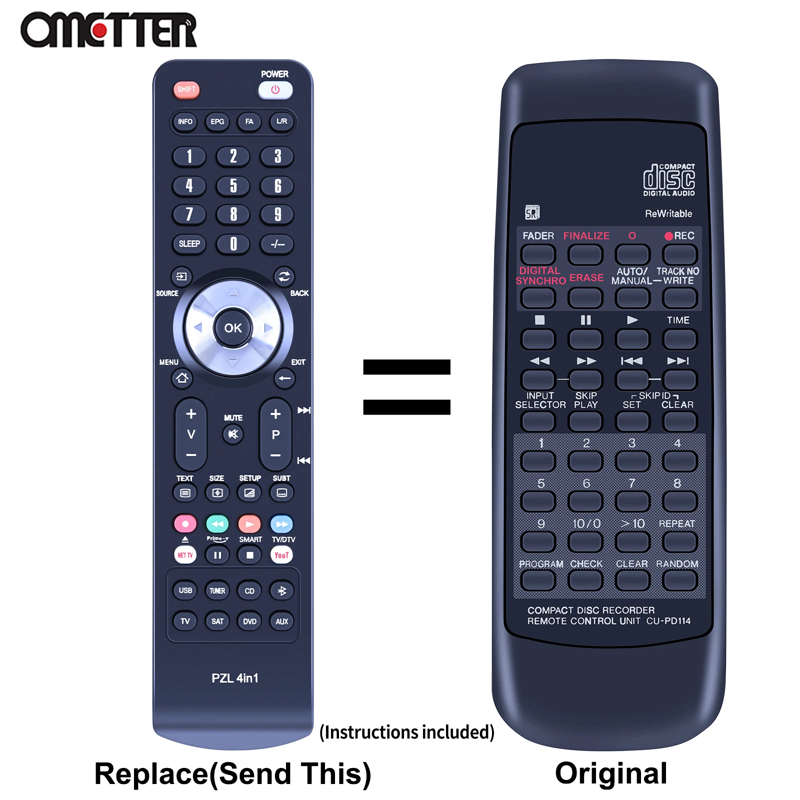 New PWW1169 Replacement Remote Control For Pioneer PDR-609 CD Recorder CU-PD114 PDR-509