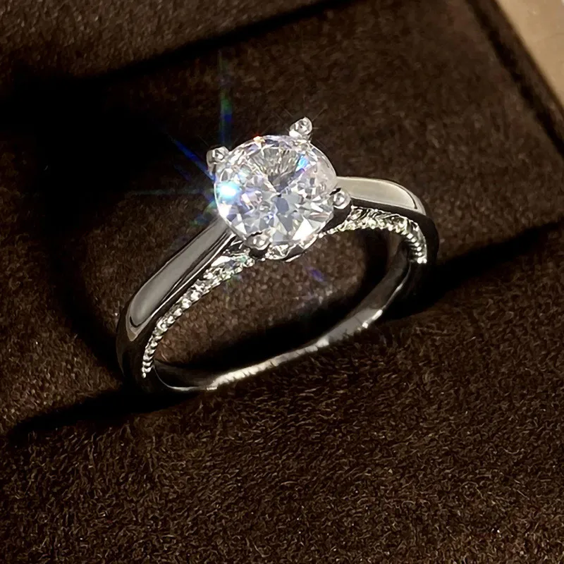 925 فضة 4 مخلب إعداد مكعب حلقات زركونيا اكسسوارات الزفاف الفاخرة للنساء فضية اللون مجوهرات عالية الجودة