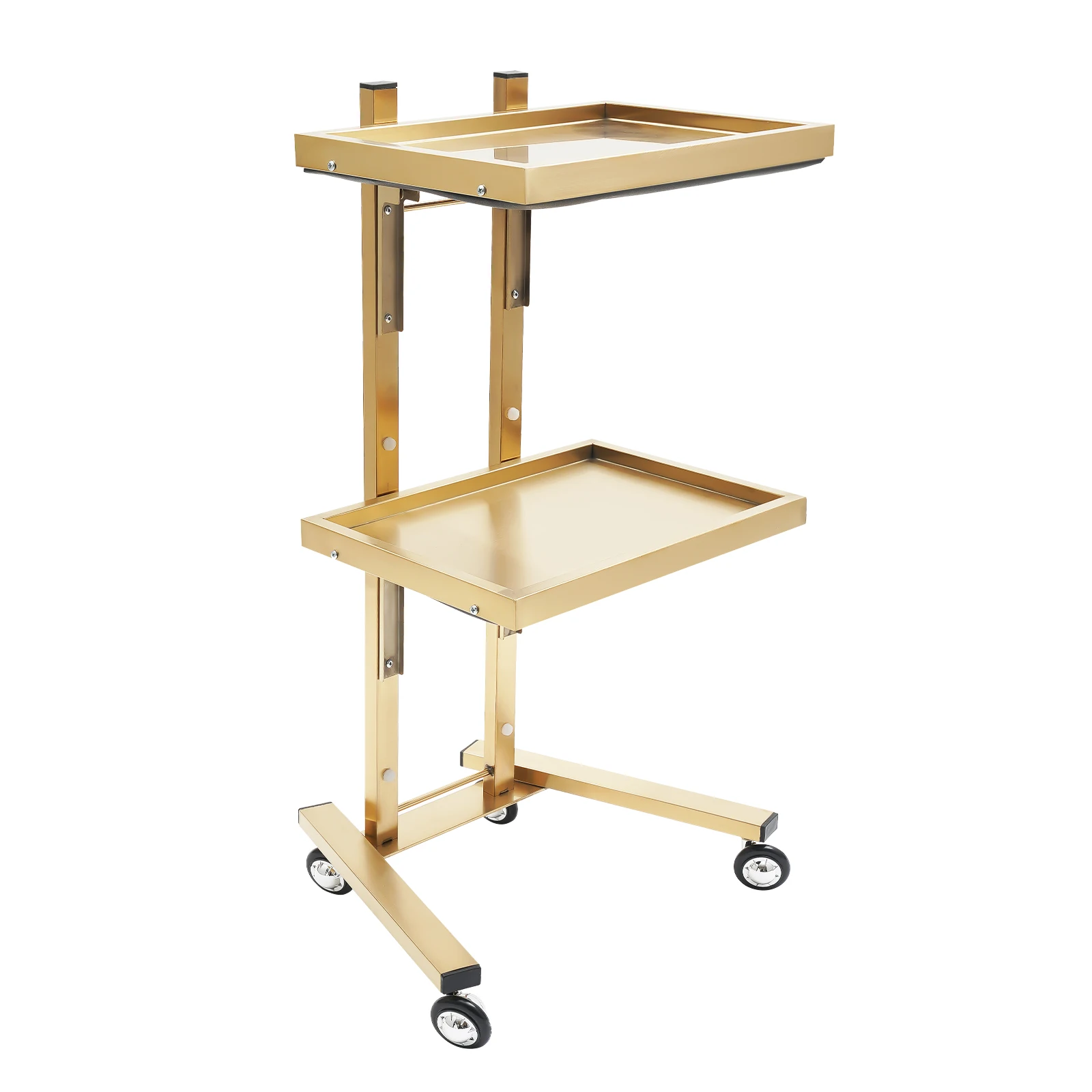 2-Tier Salon Trolley, Durable Mobile Hair Barber Cart with Wheels - Space-Saving Beauty Tool Storage for Salon, Pet Store, Home
