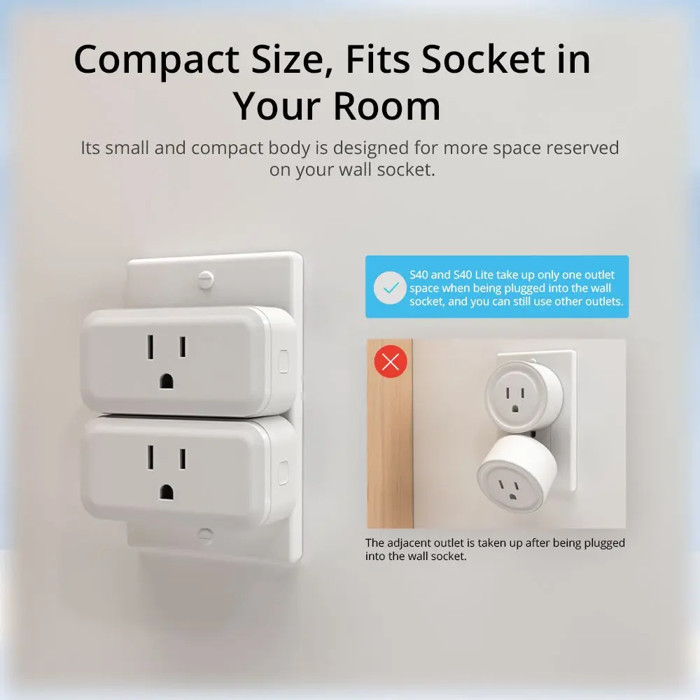 SONOFF S40Lite US/JP Smart Plug 15A WiFi ZigBee MINI Power Socket Outlets Monitor Energy Overload Protection With Alexa Google