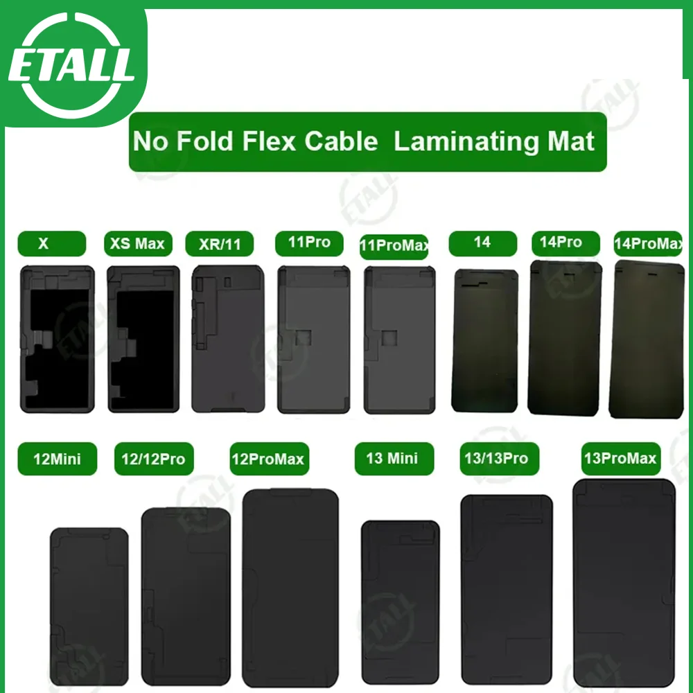 Laminação Mat Mold para Tela LCD, Ferramentas de Reparação, Recondition Mould, Sem Dura, Cabo Flex, Black Rubber Pad, OCA, iPhone X, iPhone 14, Pro Max