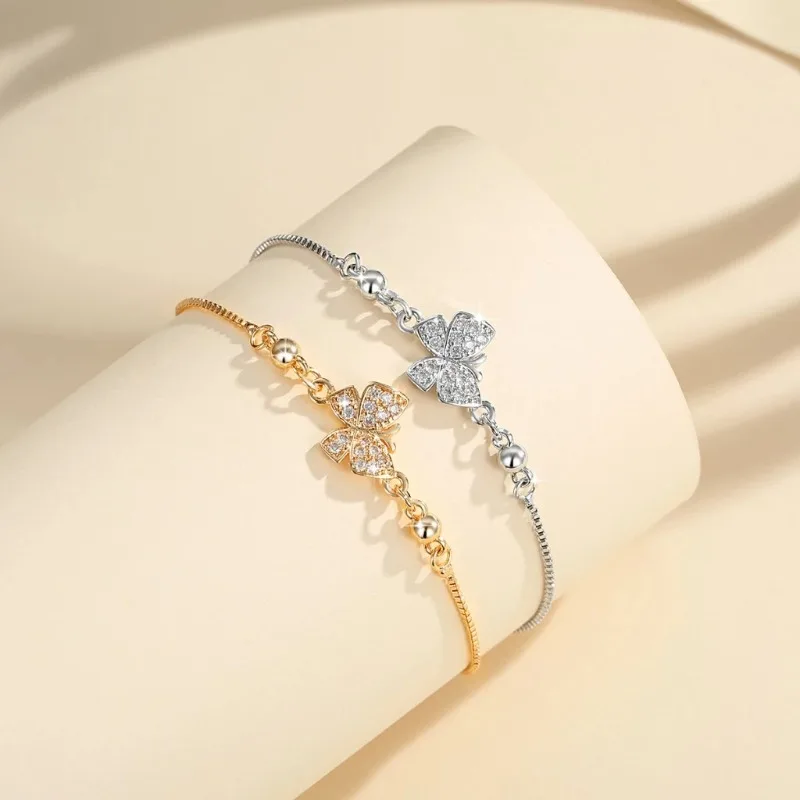 Pulsera de mariposa para mujer, ajustable, con nudo deslizante, estilo minimalista, moderno, estilo Instagram