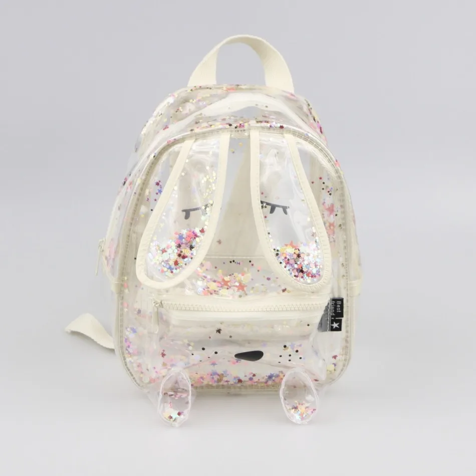 

Summer New Sequins Glittering Bunny Shape Transparent Backpack Shopping Glitter Cute Ladies Shoulder Bag Back To School Bag