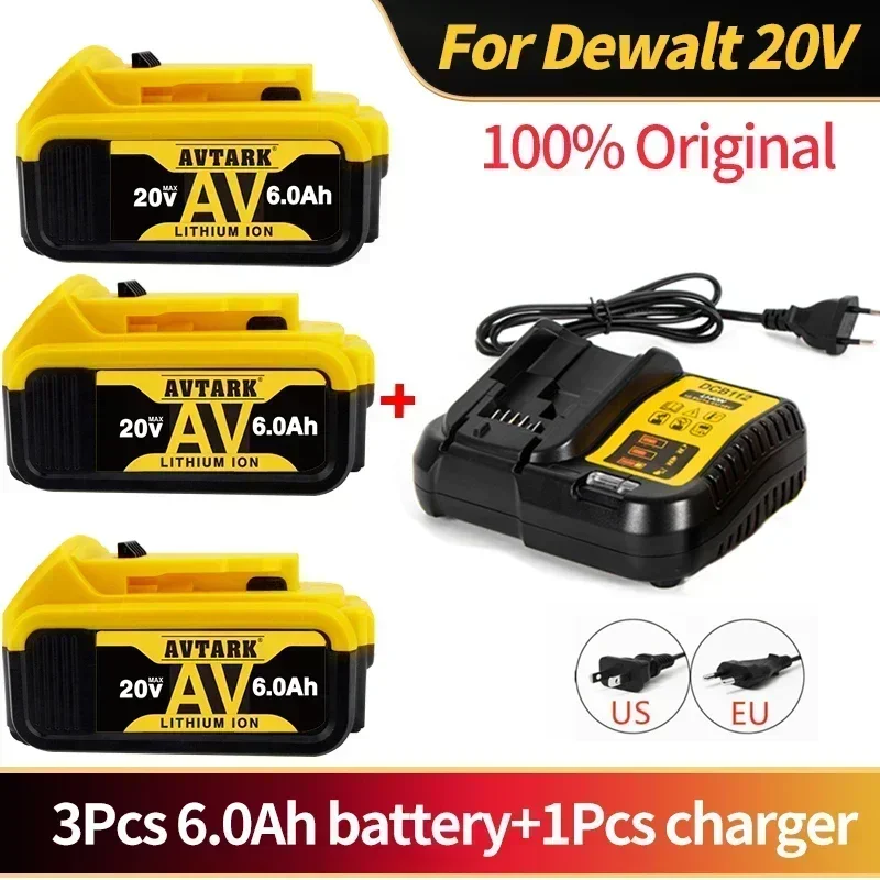 

2024 Upgrade 20V 6000mAh DCB200 Replaceable Li-ion Battery Compatible for Dewalt 18 Volt MAX Power Tools 18650 Lithium Batteries