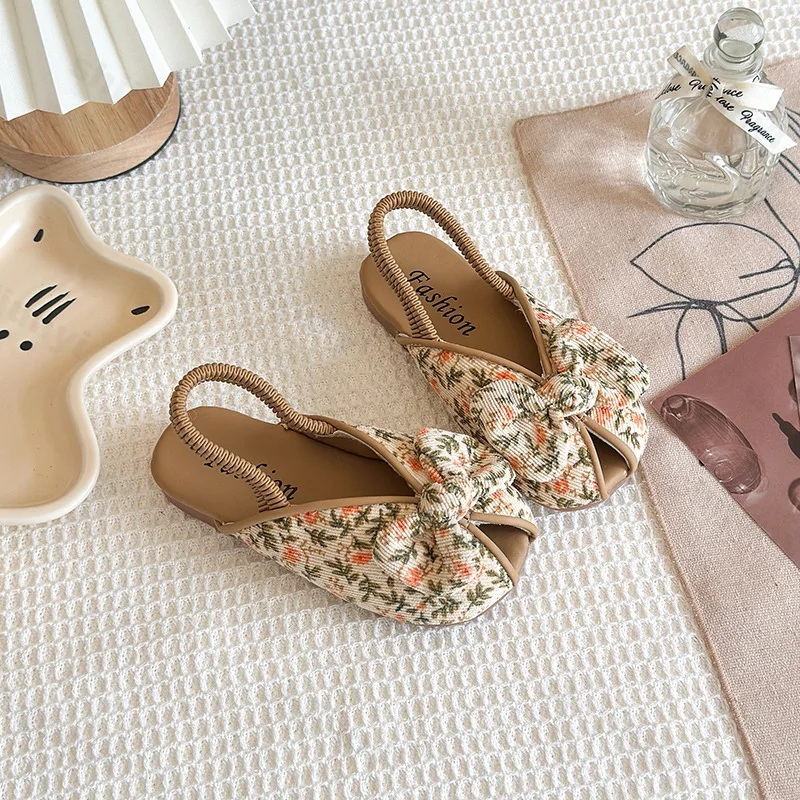 

Girls' Princess Sandals 2025 Summer New Children's Outdoor Breathable Beach Shoes Fish Mouth Bow Design Baby Sweet Cool Slippers