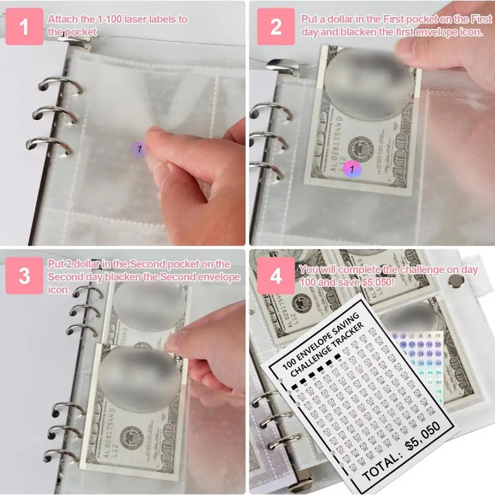 مغلف التحدي الموثق مع القلم ، وتوفير المال الموثق ، 100-day المغلف عدة ، مخطط المنزل ، كتاب ، لامعة