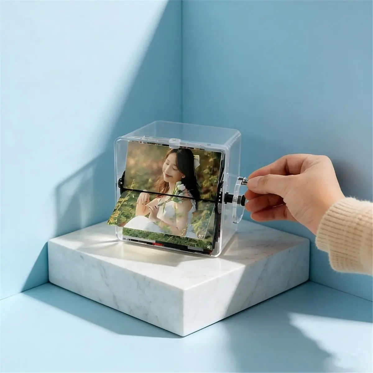 {2026 Trend}Hand-Cranked Premium Photo Album Valentine'S Day/Birthday Gift Mechanical Flip Page Transparent Souvenir