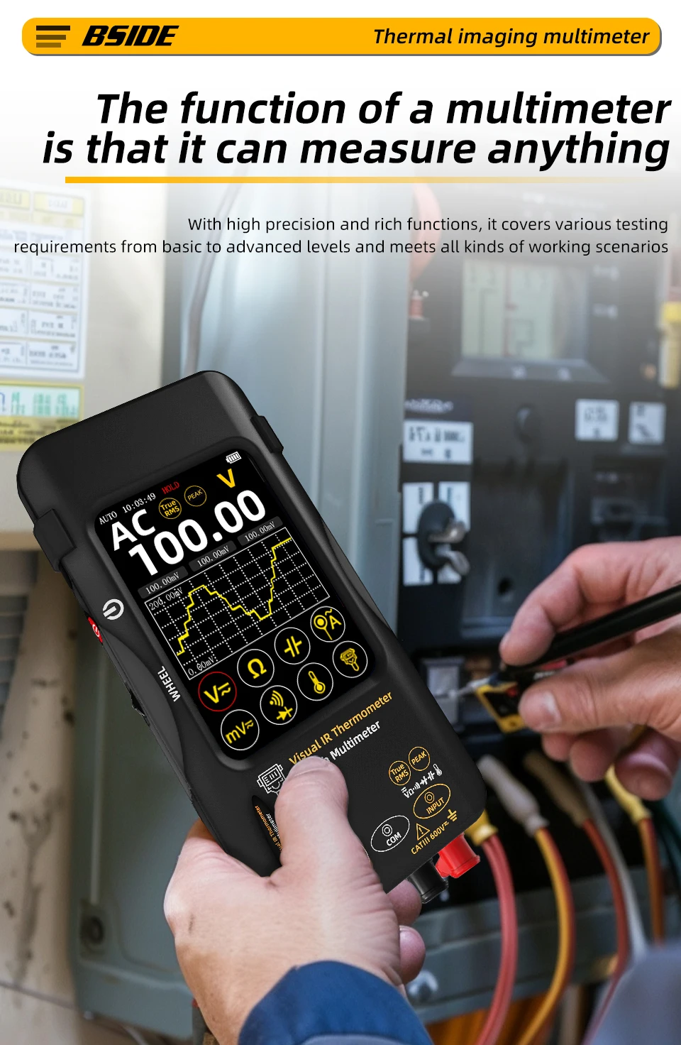 BSIDE SH7 320*320 Thermal Imager Camera 20000 Counts Touchscreen Digital Multimeter 2 in 1 IR Camera for Macro Lens Repair PCB