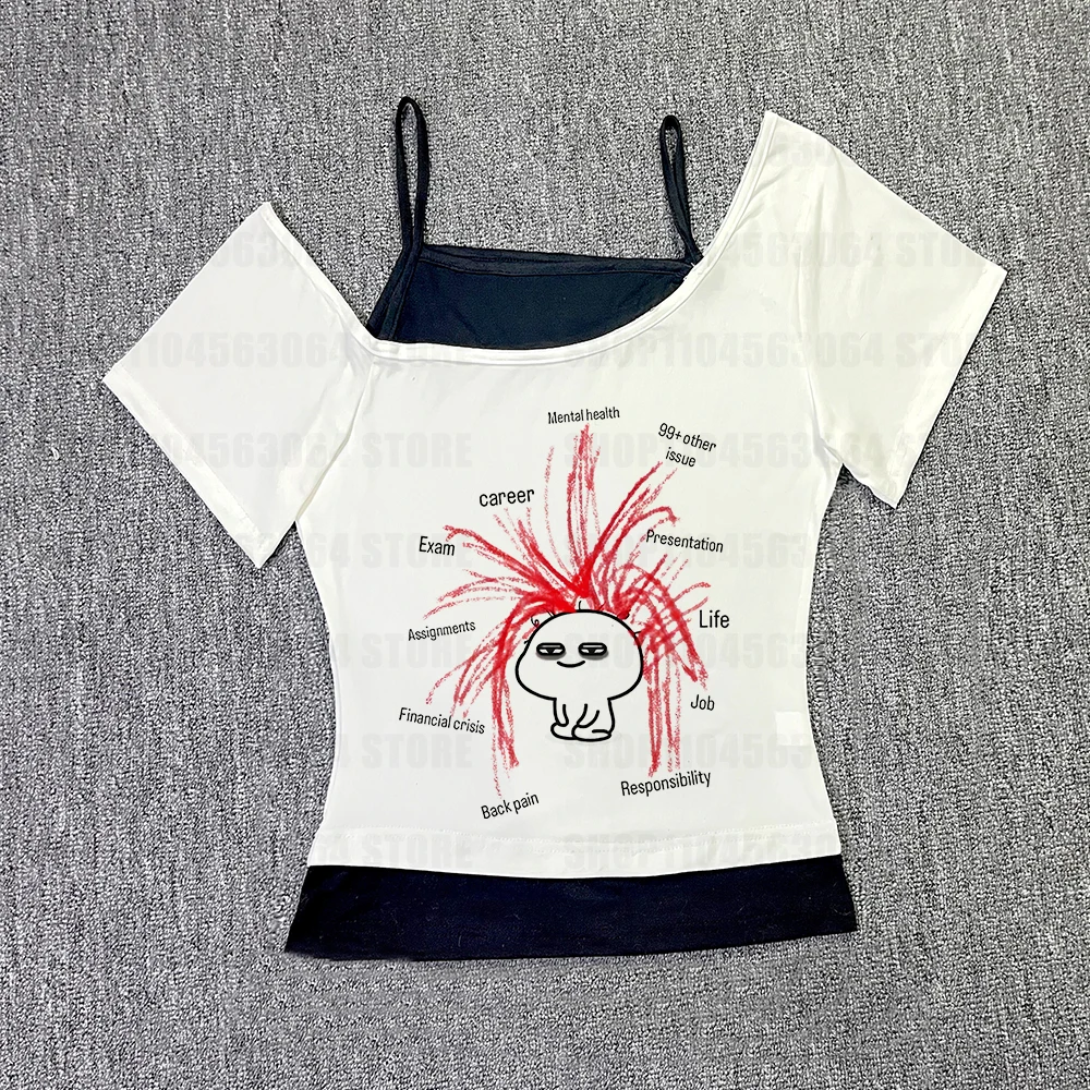 Gothic Harajuku Punk Brief Print Witte Tank Sexy Cropped Tops Vrouwen Streetwear Vintage 2000s Tops Emo Meisjes Y2k Stijl Tank tops