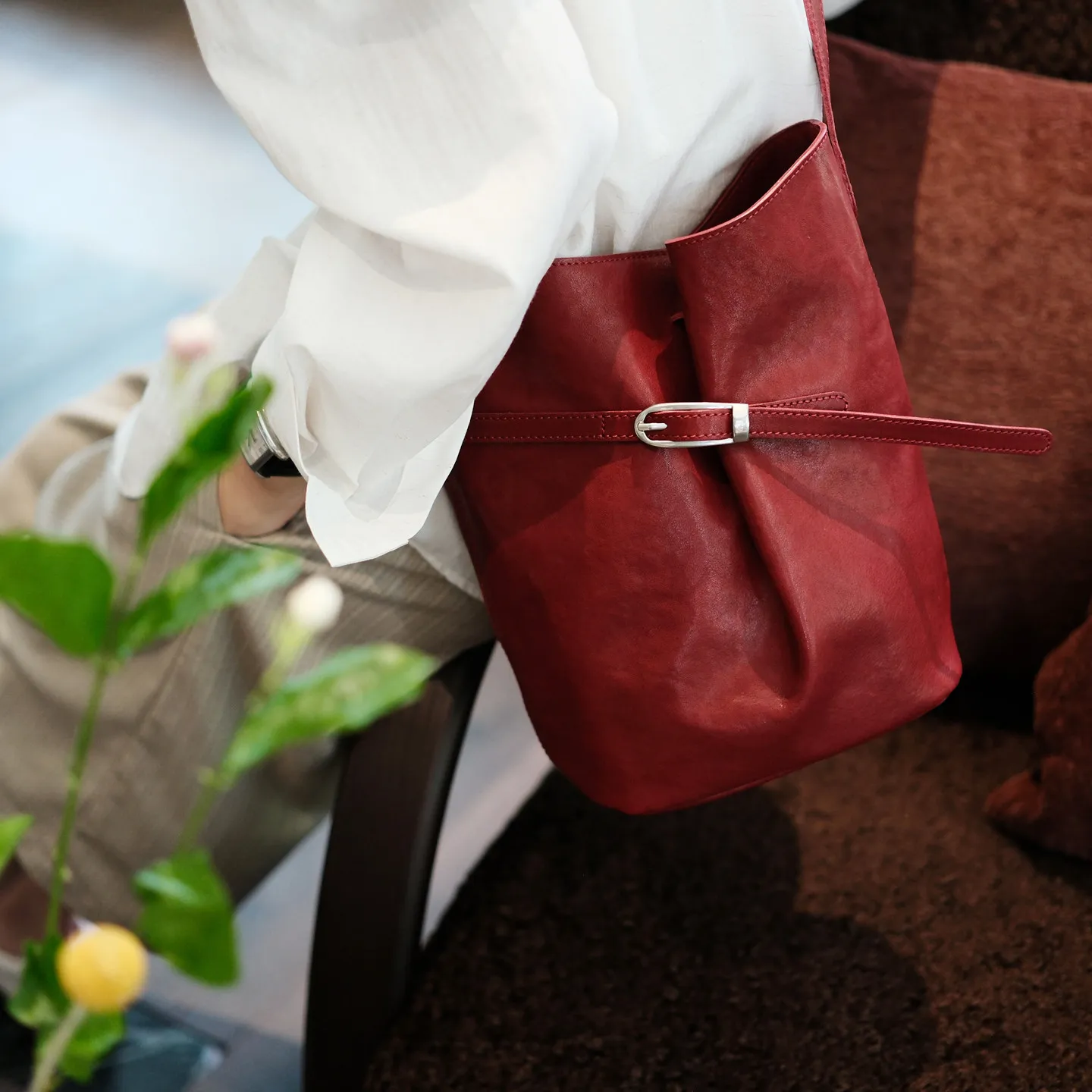 vintage designer high quality first layer cowhide women's shoulder bag casual luxury soft genuine leather ladies bucket bag
