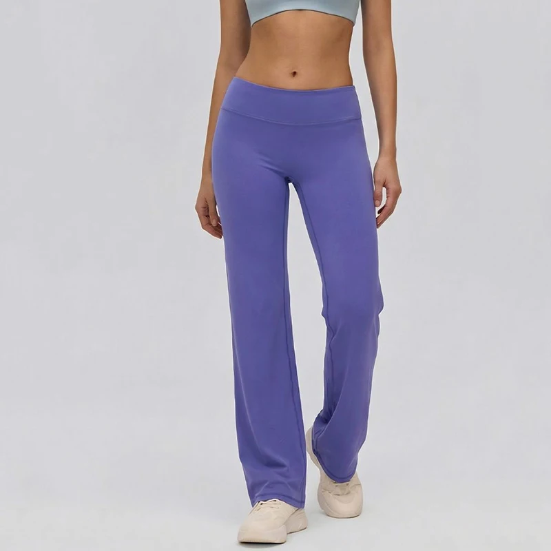 2026 Neue Damen High-Waist Straight Leg Yoga-Hose mit Push-Up und Bauchkontrolle, ausgestellte Leggings, dehnbare Pilates Fitness Sportbekleidung