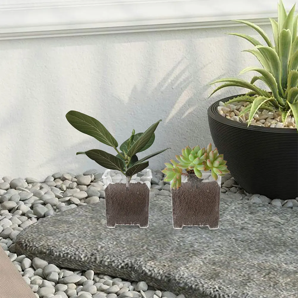 

4pcs Clear Acrylic Orchid Pots for Garden Decorative Flowers Lightweight Durable Planters with Drainage Holes Breathable Root