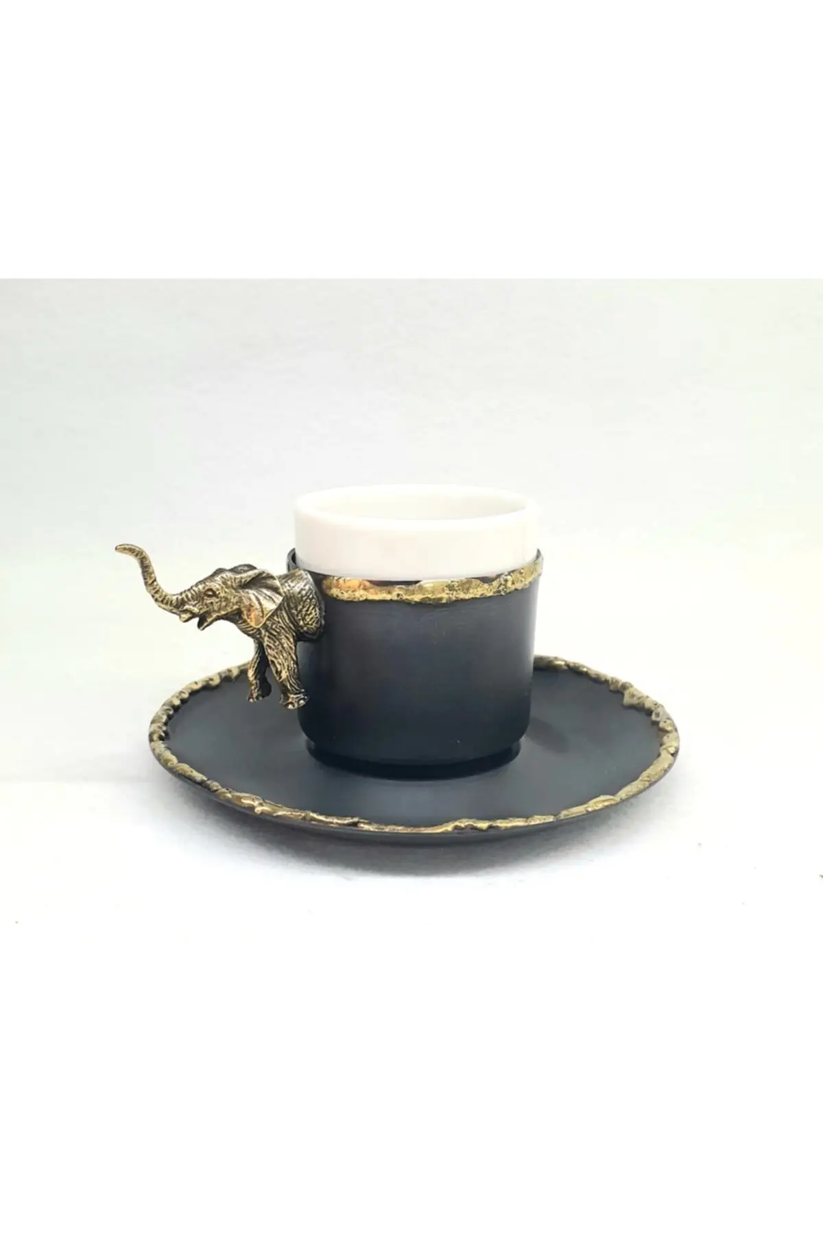 

DOLBOVI Copper Tumbled Elephant Handle Right Porcelain Turkish coffee cup handmade espresso cup