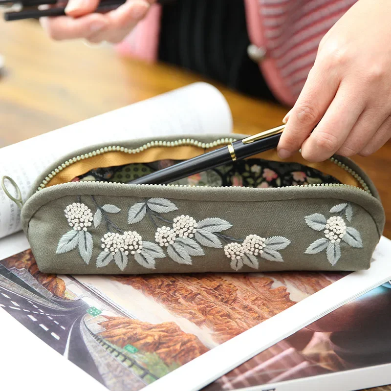 Embroidery Pen Bag for Beginners,Cross Stitch Kits,Arts and DIY Crafts Needlepoint Include Flower Pattern,Hoop and Instruction