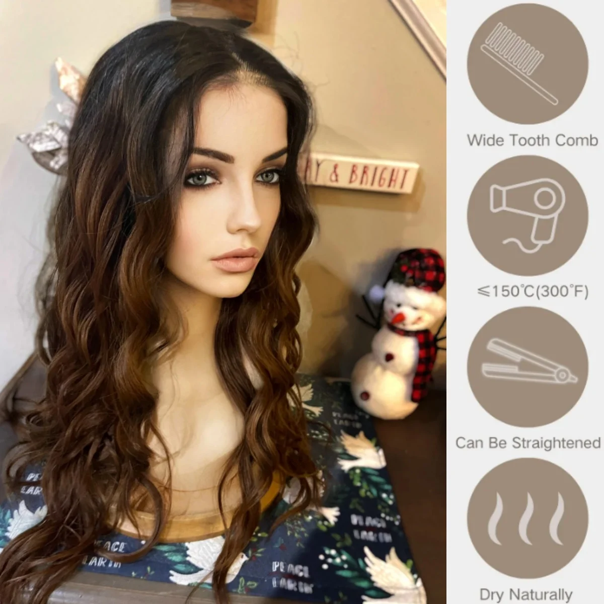 

Ombre Шоколадно-коричневый парик Женский длинный глубокий волнистый синтетический парик фронта шнурка Высококачественный парик с кружевным верхом на распродаже Ежедневное использование