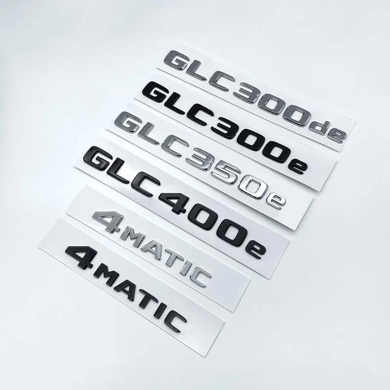 

ABS Chrome Black Letters GLC300de GLC300e GLC350e GLC400e 4Matic Emblem for Mercedes Benz GLC X253 Car Trunk Logo Sticker