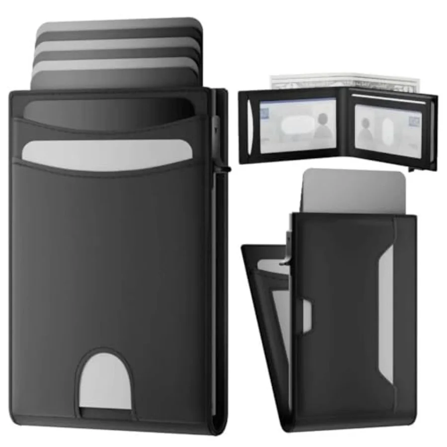 

Мужской кошелек: тонкий минималистичный картхолдер с RFID-защитой, из натуральной кожи, для переднего кармана, с магнитной застежкой