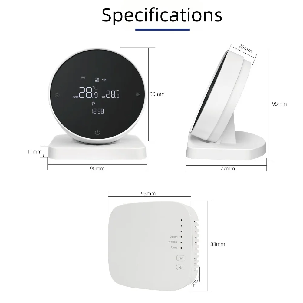 Heating Schedule Wireless Boiler Thermostat Receiver 93*83mm Smart Temperature Controller Operating Temperature -5-60 C