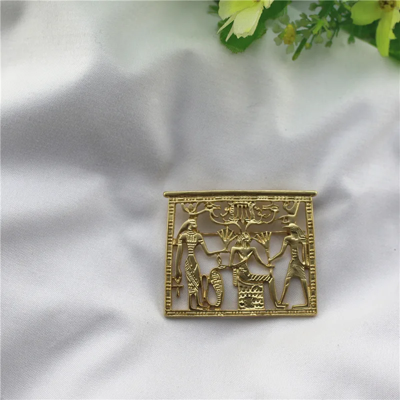 Cuban Rock Egyptian Pharaoh Matte Gold Brooch Female Palace Vintage Matte Gold Series Chest Flower Pin