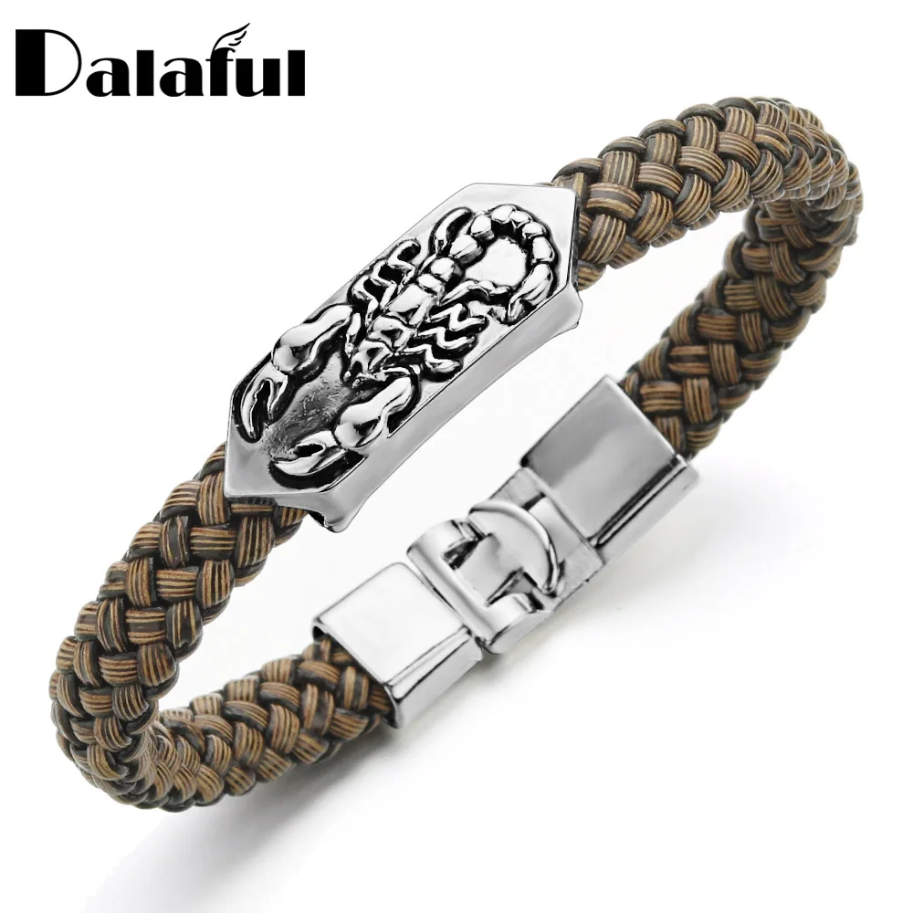 Vintage Scorpion Bracelet Trendy Men Jewelry PU Leather Charm Wristband Pulsera Hombre Punk Bracelets & Bangles S414