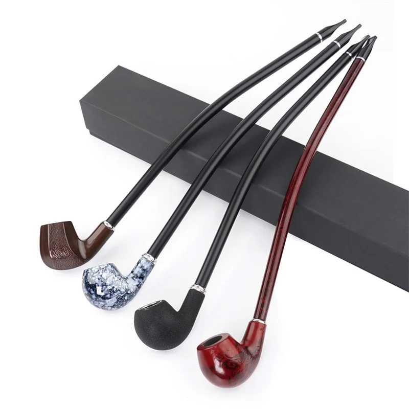 RU Classic Male 41cm Lengthened Marbled Resin Filtered Tobacco Pipe Long Handle Reading Churchwarden Smoking Pipe Gift For Dad