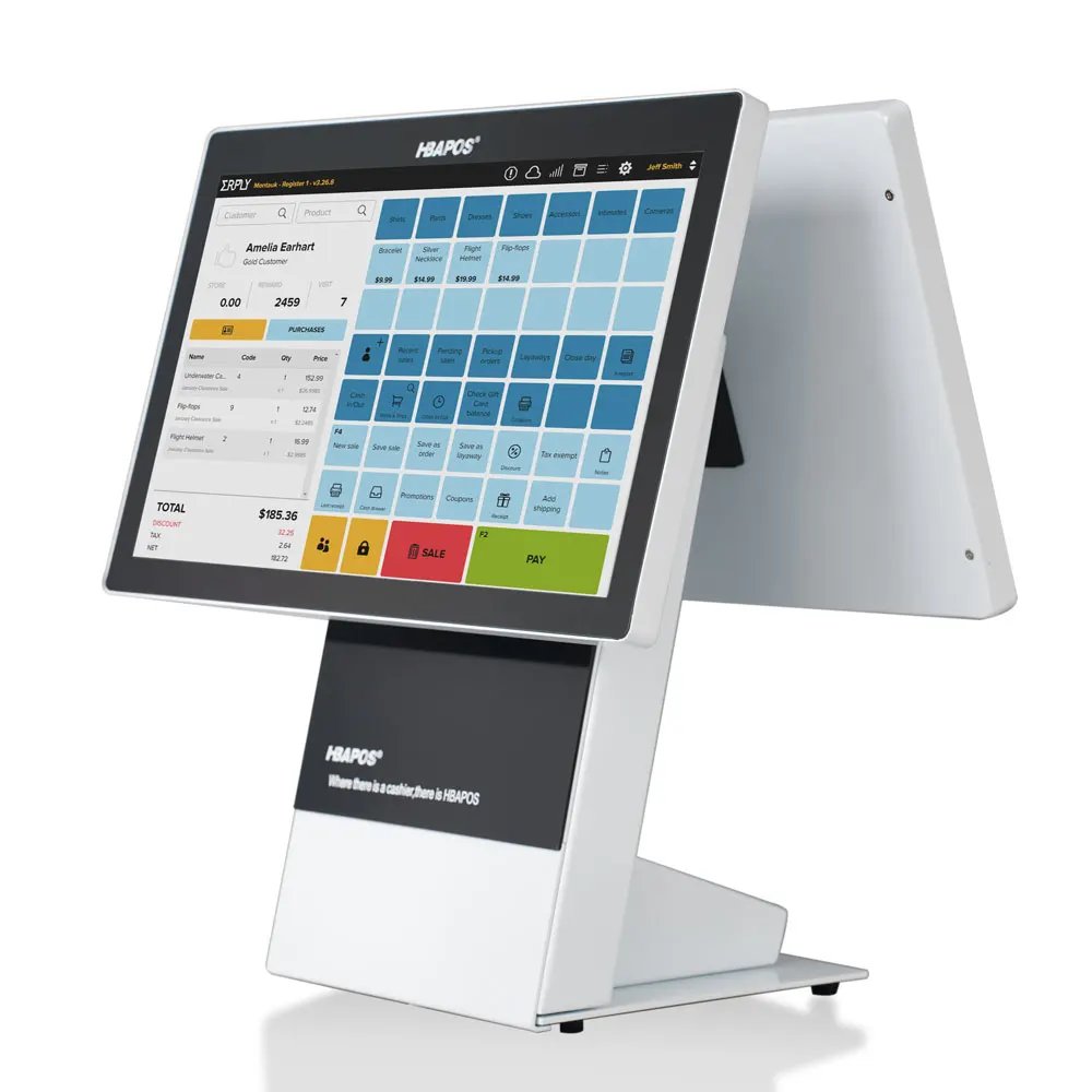 

ATV&UTVHBAPOS Matel Dual 15 Inch Touch Screen Point of Sale System for Supermarket Pos Cash Register